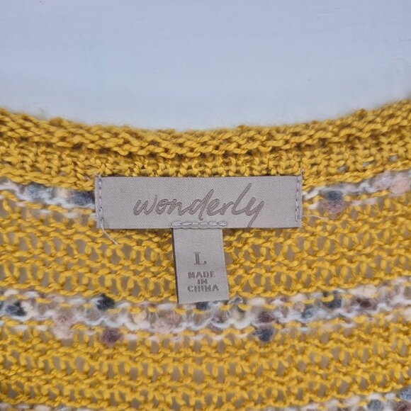 Wonderly Yellow & White Striped Sleeveless Knit Sweater Top Lightweight - Picture 3 of 6